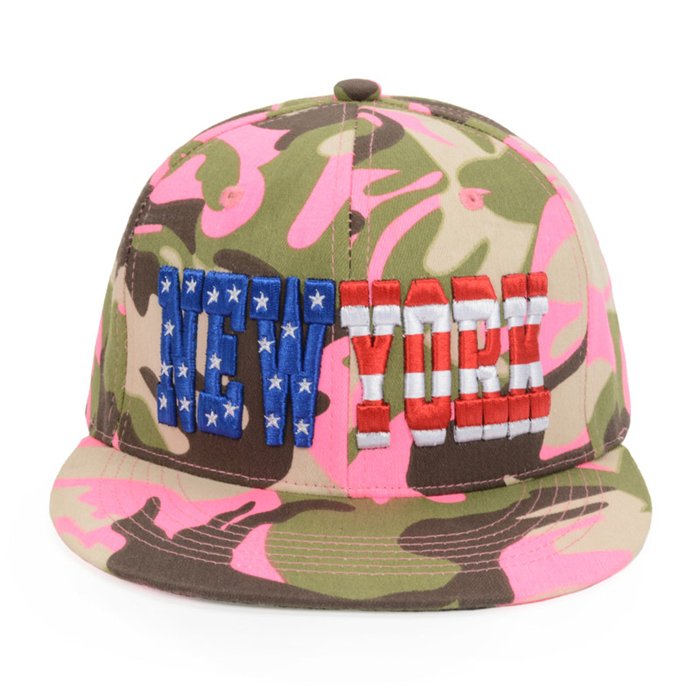 迷彩繡花平沿帽子定做